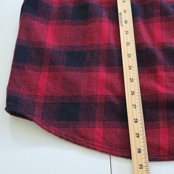 Orvis Shirt Jacket Mens M Buffalo Plaid Flannel Red Black Buttons Pockets Chore - Picture 8 of 15